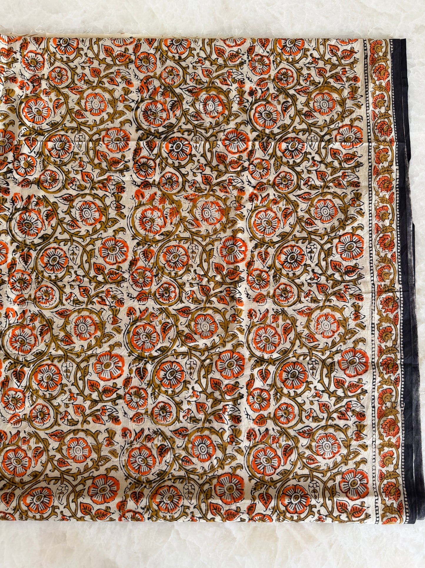 Pure Cotton Hand Block Printed Suit Set with Chiffon Dupatta