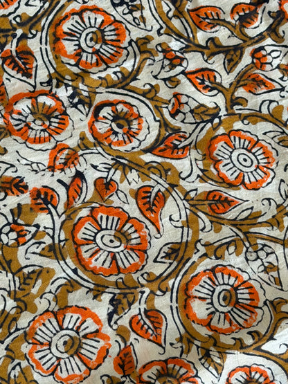 Pure Cotton Hand Block Printed Suit Set with Chiffon Dupatta