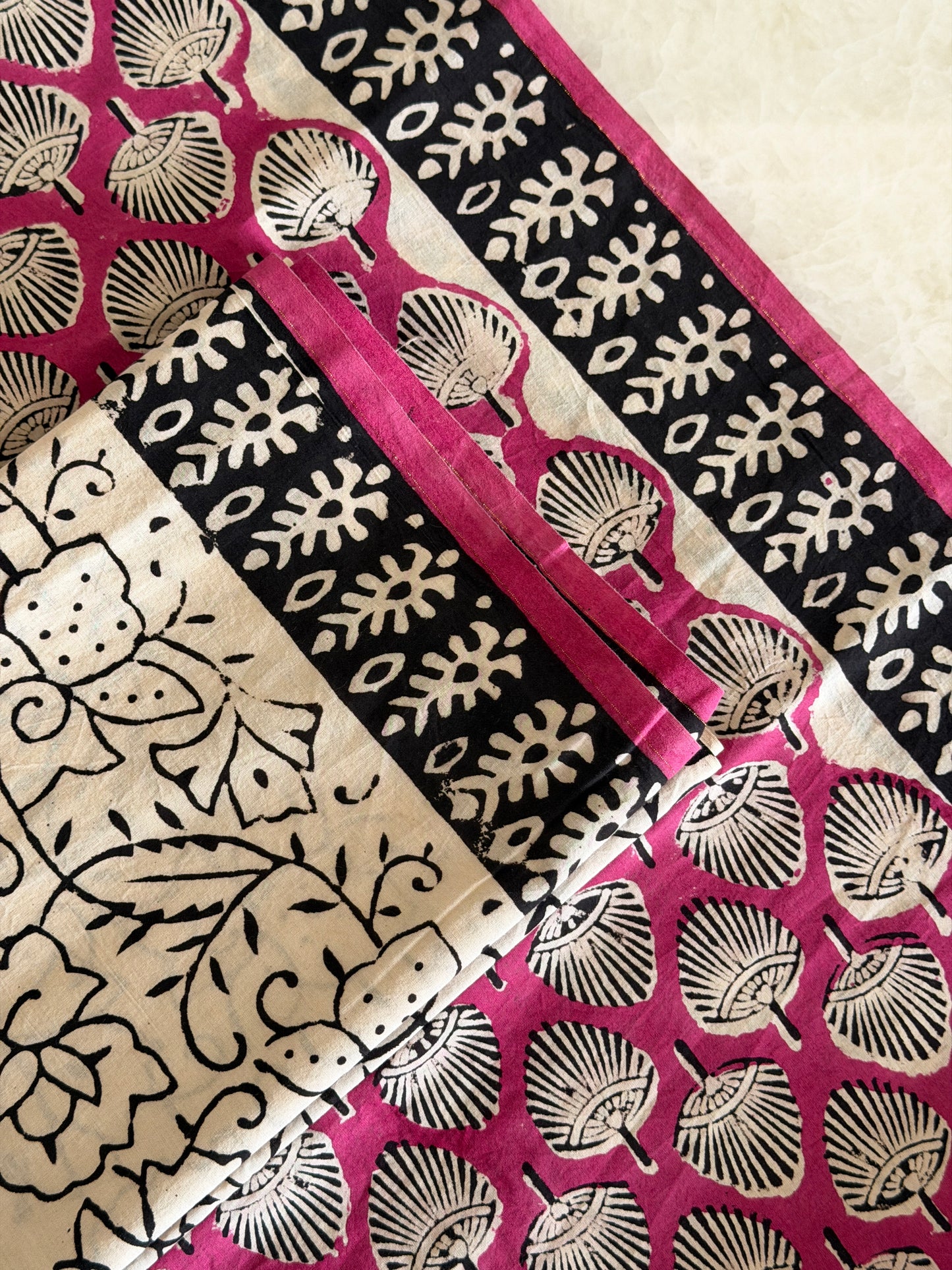 Pure Cotton Hand Block Printed Suit Set with Mulmul Dupatta