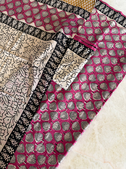 Pure Cotton Hand Block Printed Suit Set with Mulmul Dupatta
