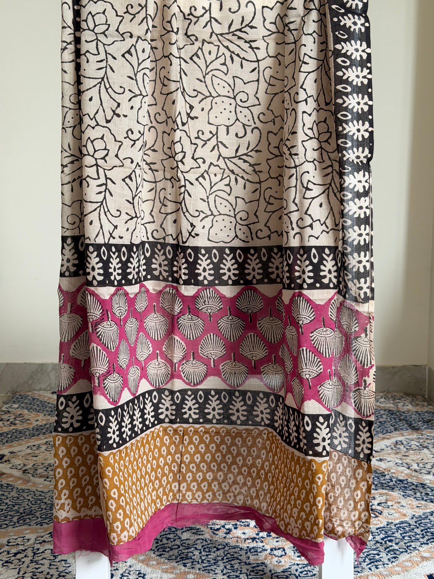 Pure Cotton Hand Block Printed Suit Set with Mulmul Dupatta