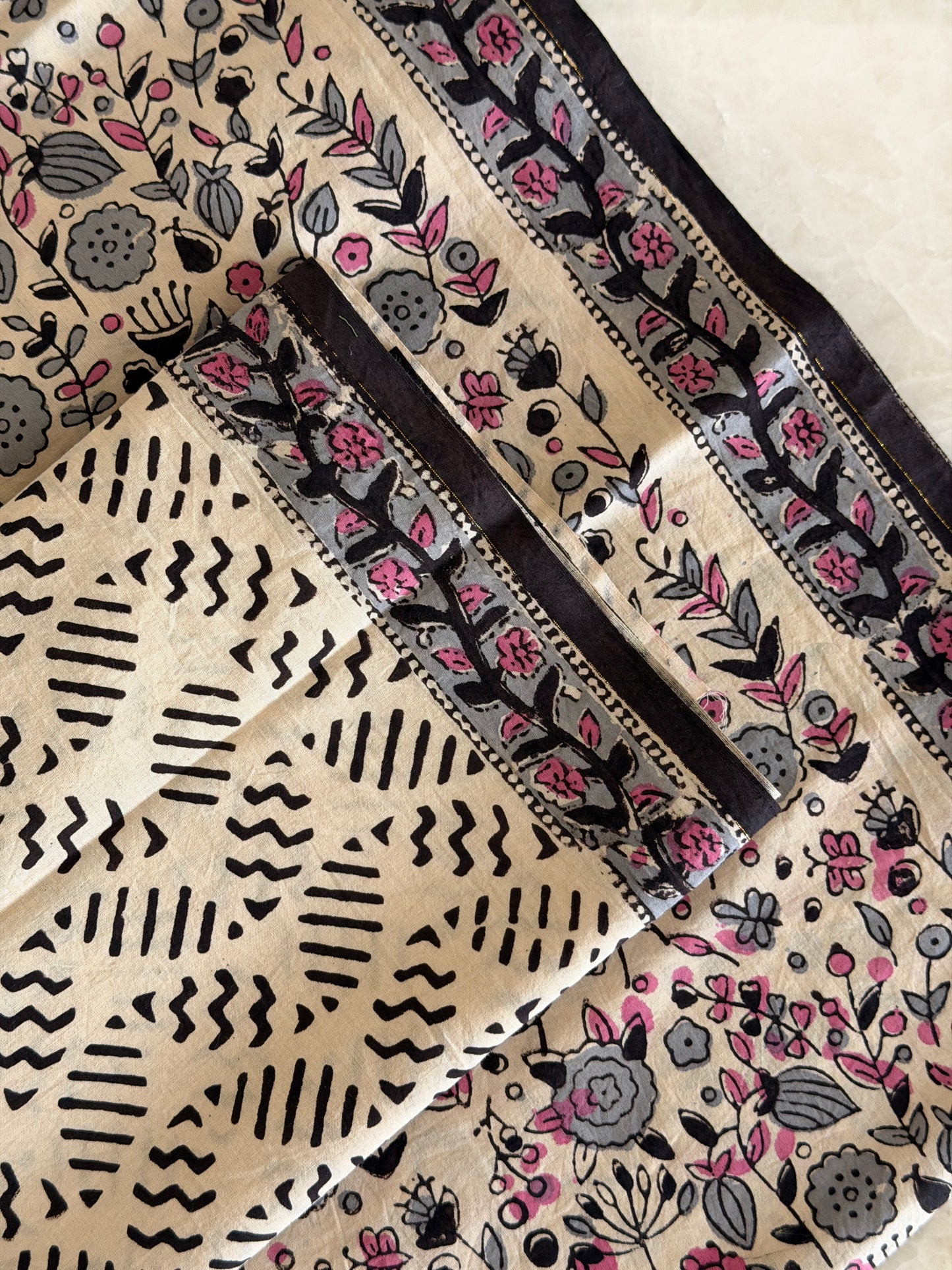 Pure Cotton Hand Block Printed Suit Set with Kota Dupatta