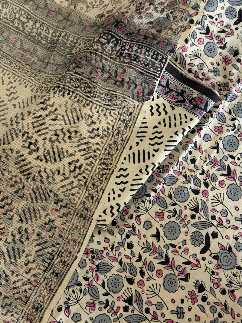 Pure Cotton Hand Block Printed Suit Set with Kota Dupatta
