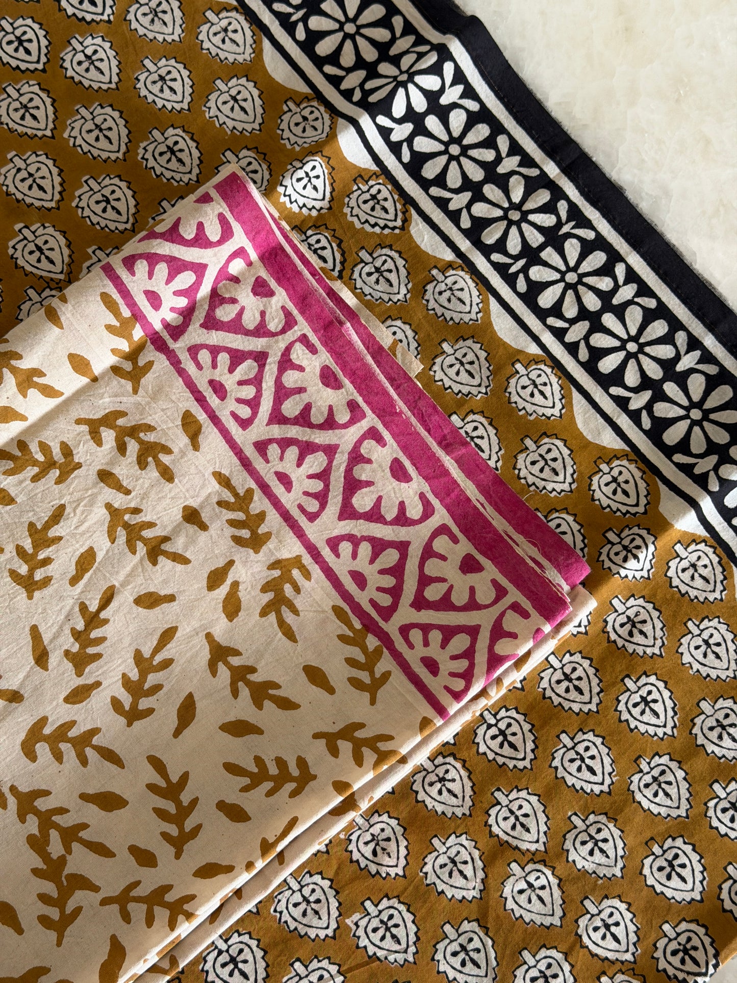 Pure Cotton Hand Block Printed Suit Set with Mulmul Dupatta