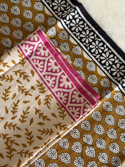 Pure Cotton Hand Block Printed Suit Set with Mulmul Dupatta