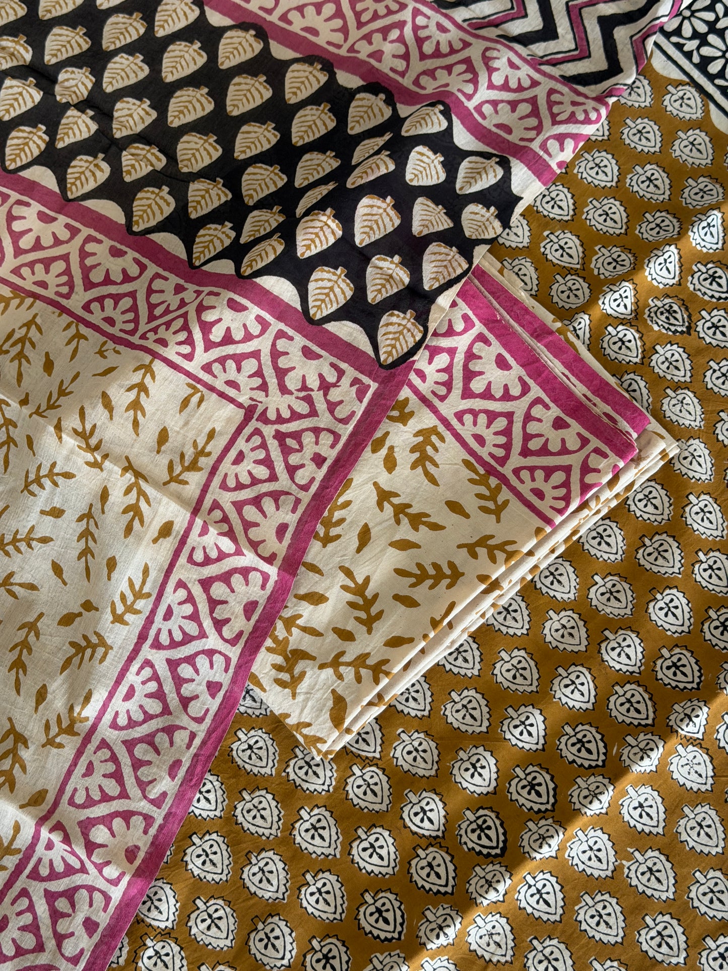 Pure Cotton Hand Block Printed Suit Set with Mulmul Dupatta