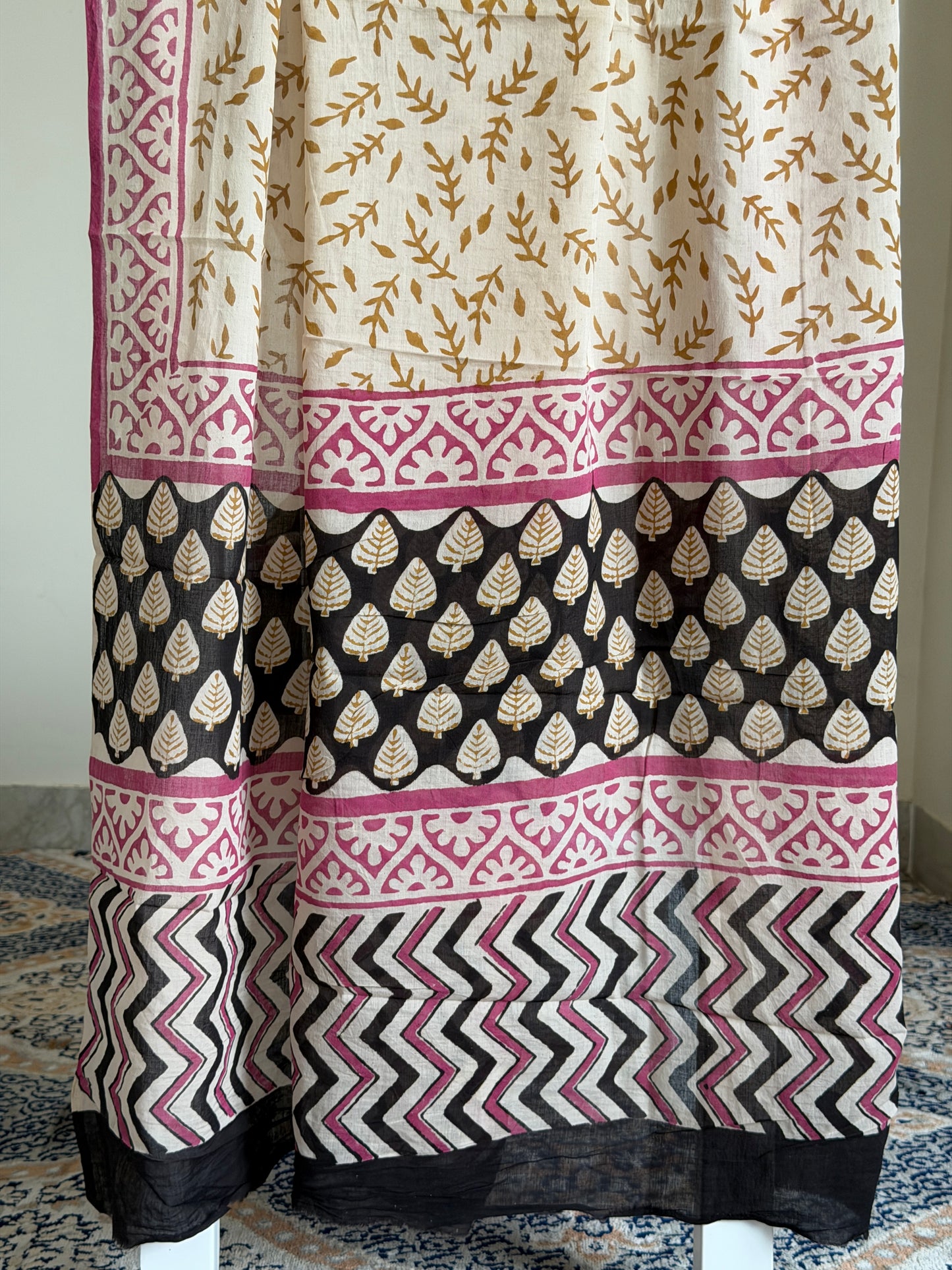 Pure Cotton Hand Block Printed Suit Set with Mulmul Dupatta