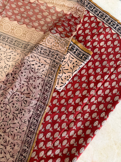 Pure Cotton Hand Block Printed Suit Set with Kota Dupatta