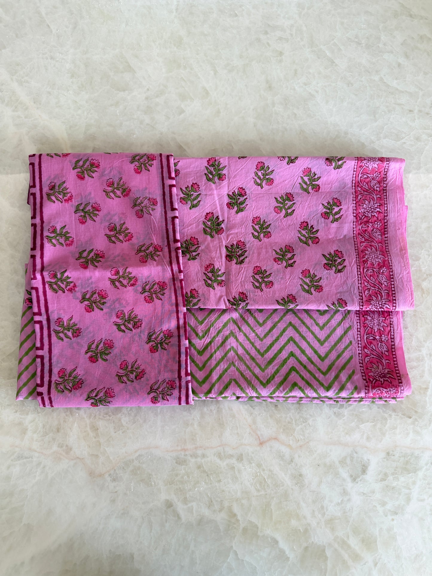 Pure Cotton Hand Block Printed Suit Set with Mulmul Dupatta