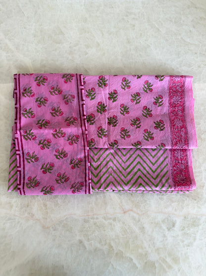Pure Cotton Hand Block Printed Suit Set with Mulmul Dupatta