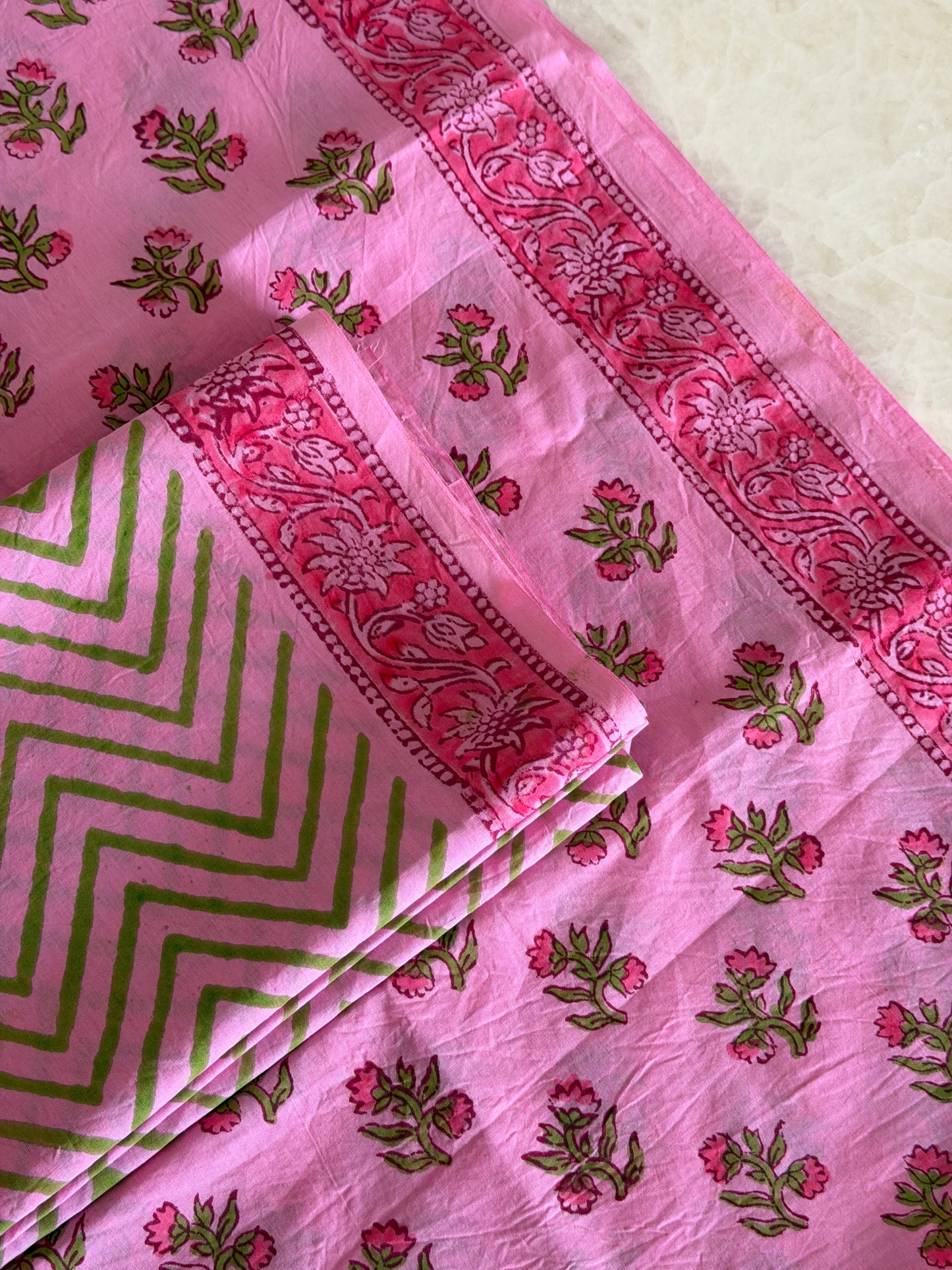 Pure Cotton Hand Block Printed Suit Set with Mulmul Dupatta