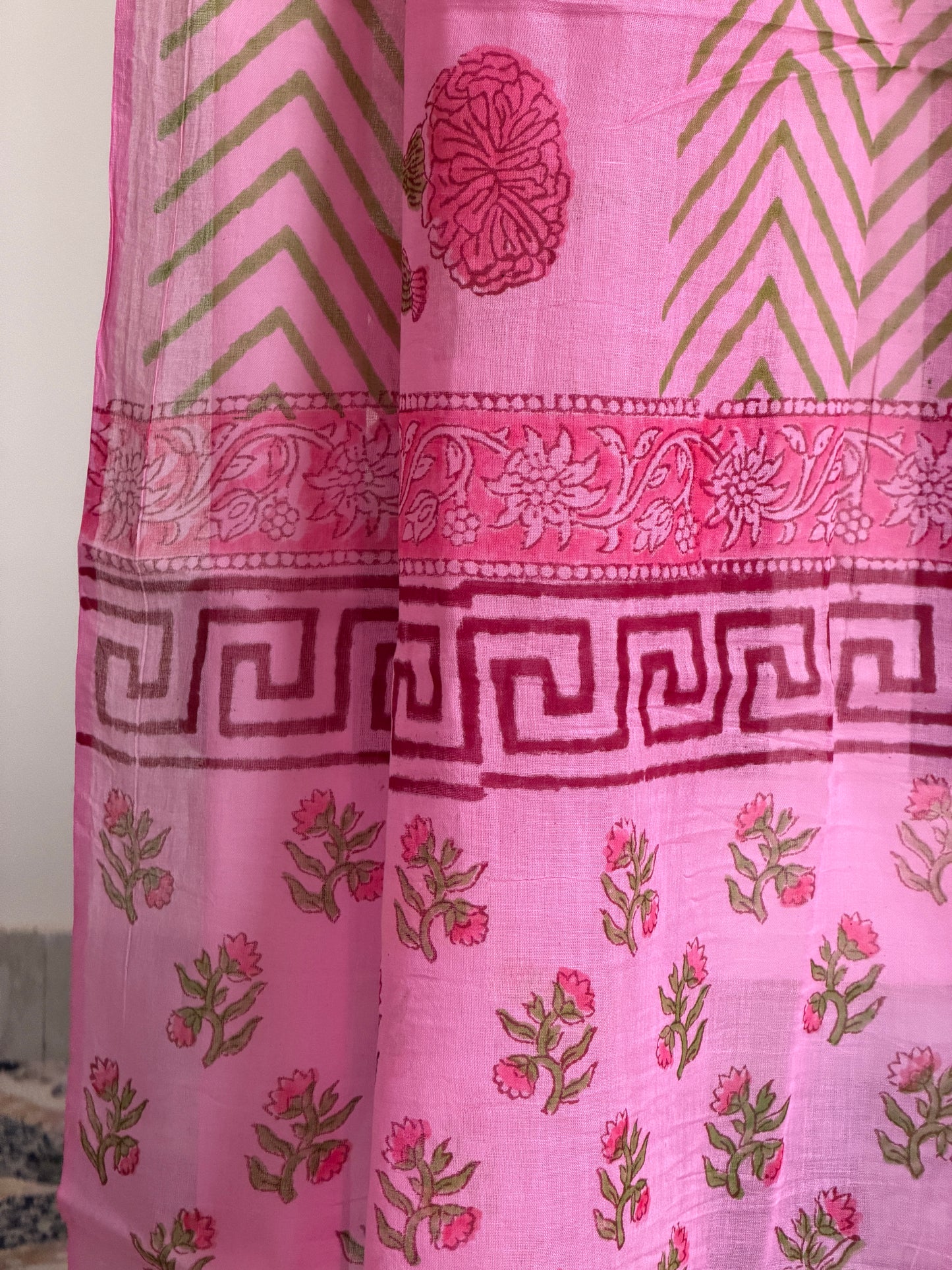 Pure Cotton Hand Block Printed Suit Set with Mulmul Dupatta