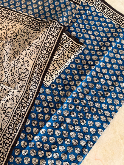 Pure Cotton Hand Block Printed Suit Set with Mulmul Dupatta