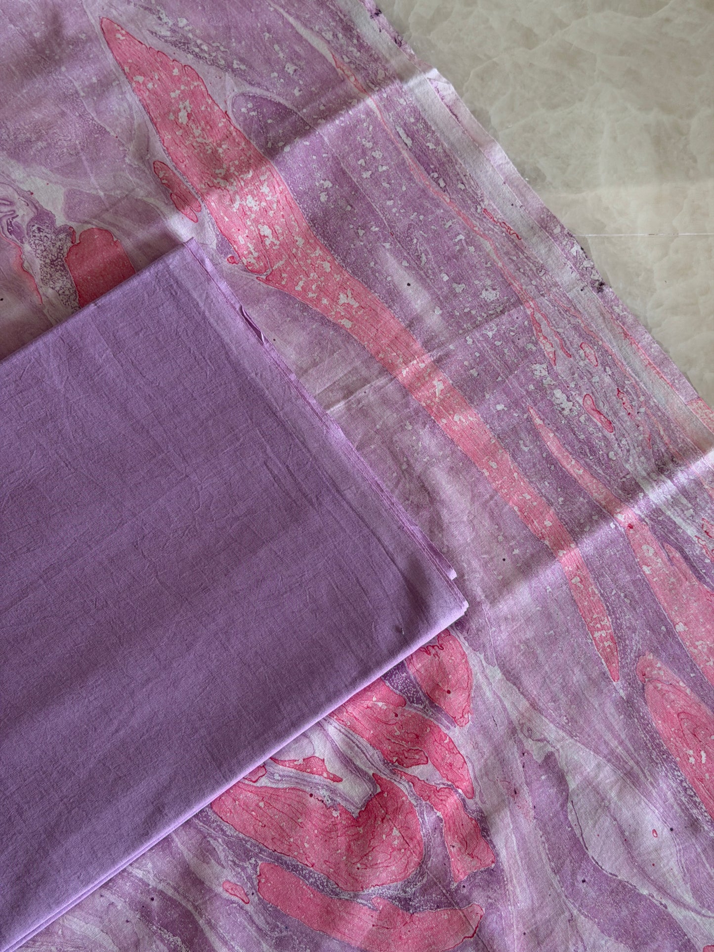 Hand Painted Cotton Suit Set with Chiffon Dupatta