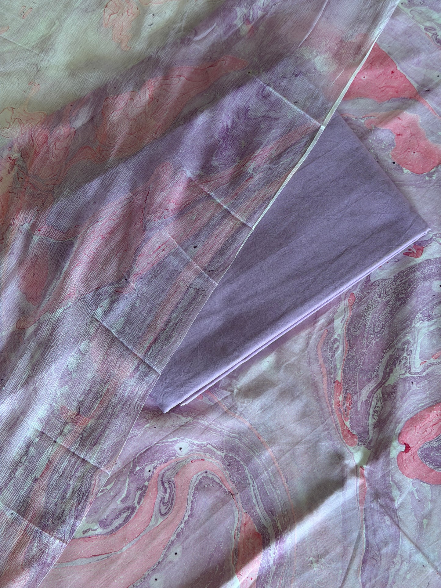 Hand Painted Cotton Suit Set with Chiffon Dupatta