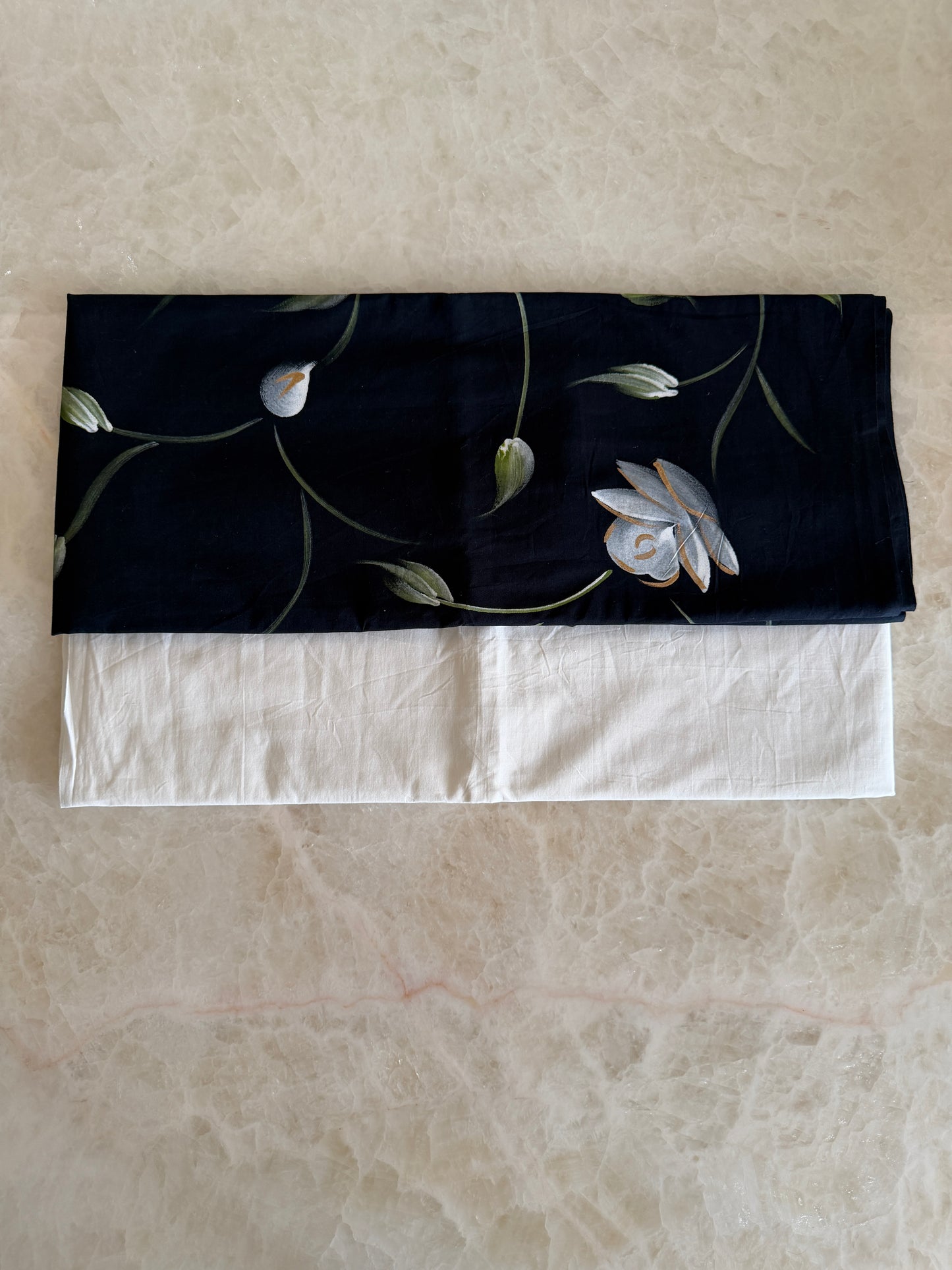Hand Painted Cotton Suit Set with Chiffon Dupatta