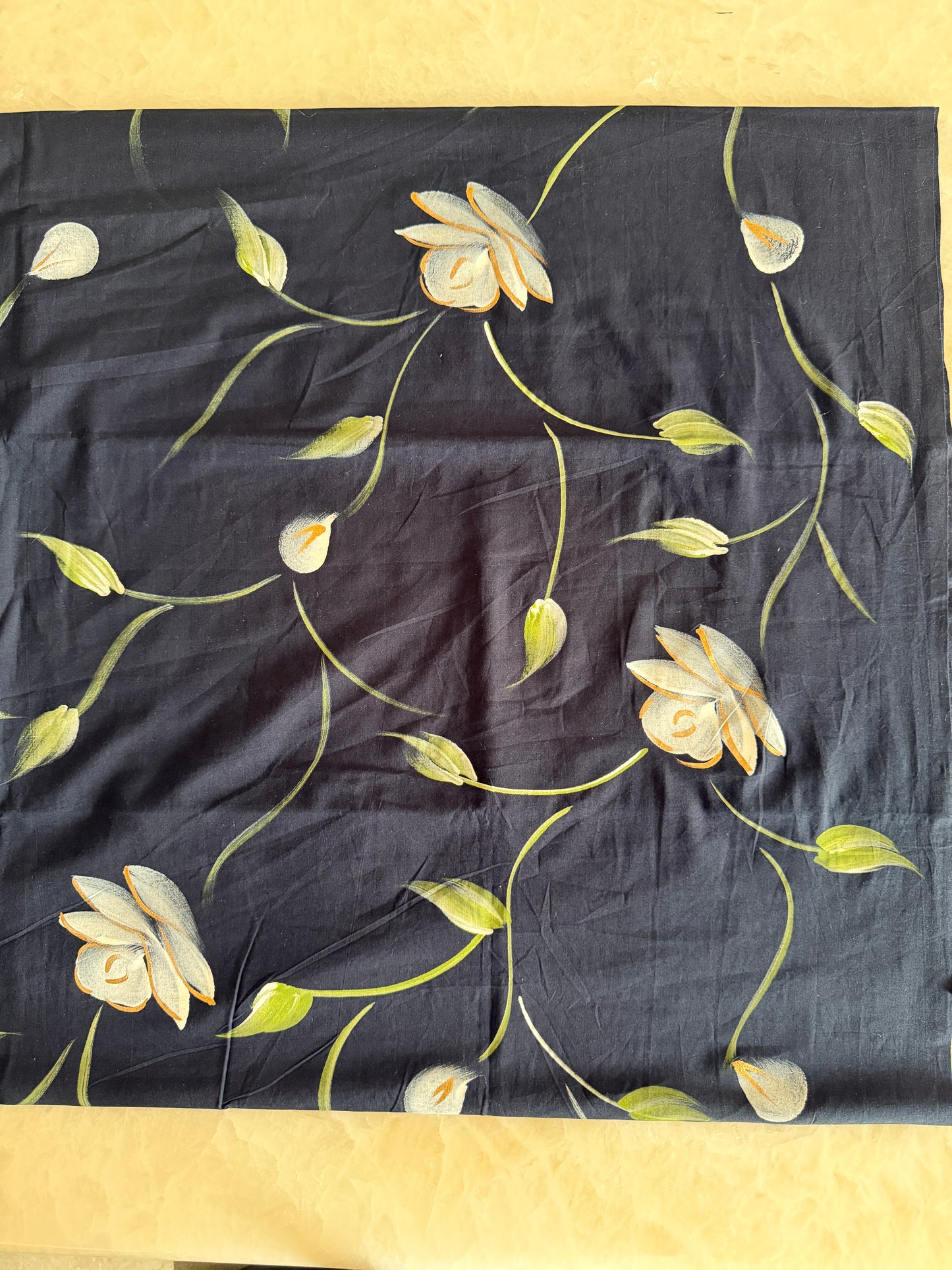 Hand Painted Cotton Suit Set with Chiffon Dupatta