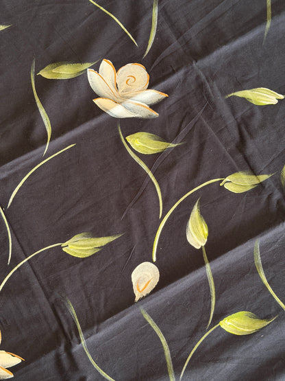 Hand Painted Cotton Suit Set with Chiffon Dupatta