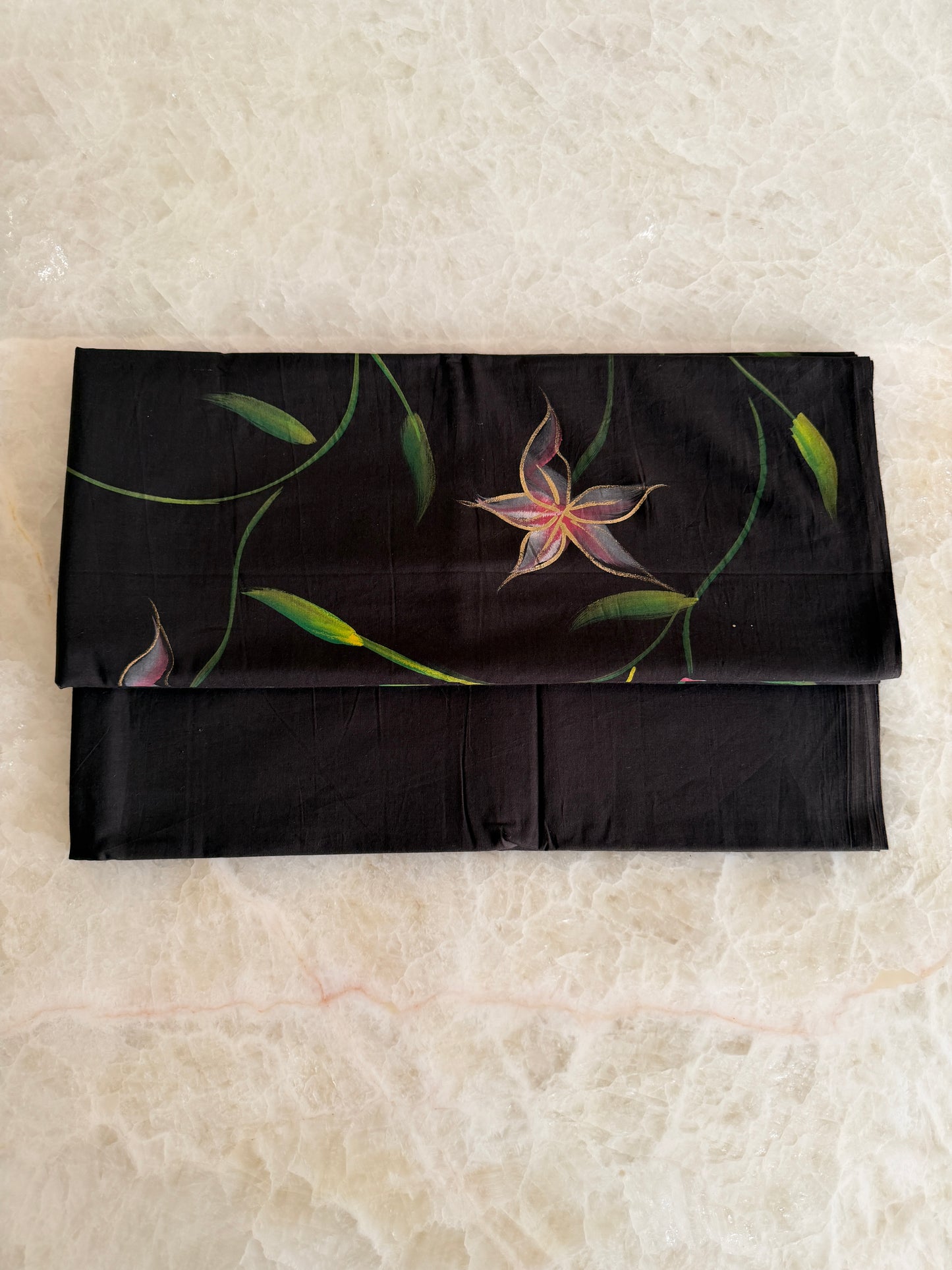Hand Painted Cotton Suit Set with Chiffon Dupatta