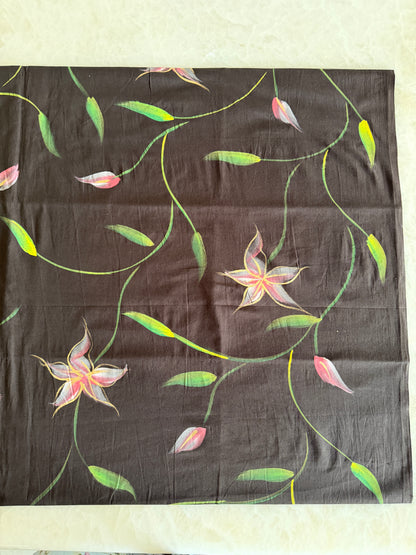 Hand Painted Cotton Suit Set with Chiffon Dupatta