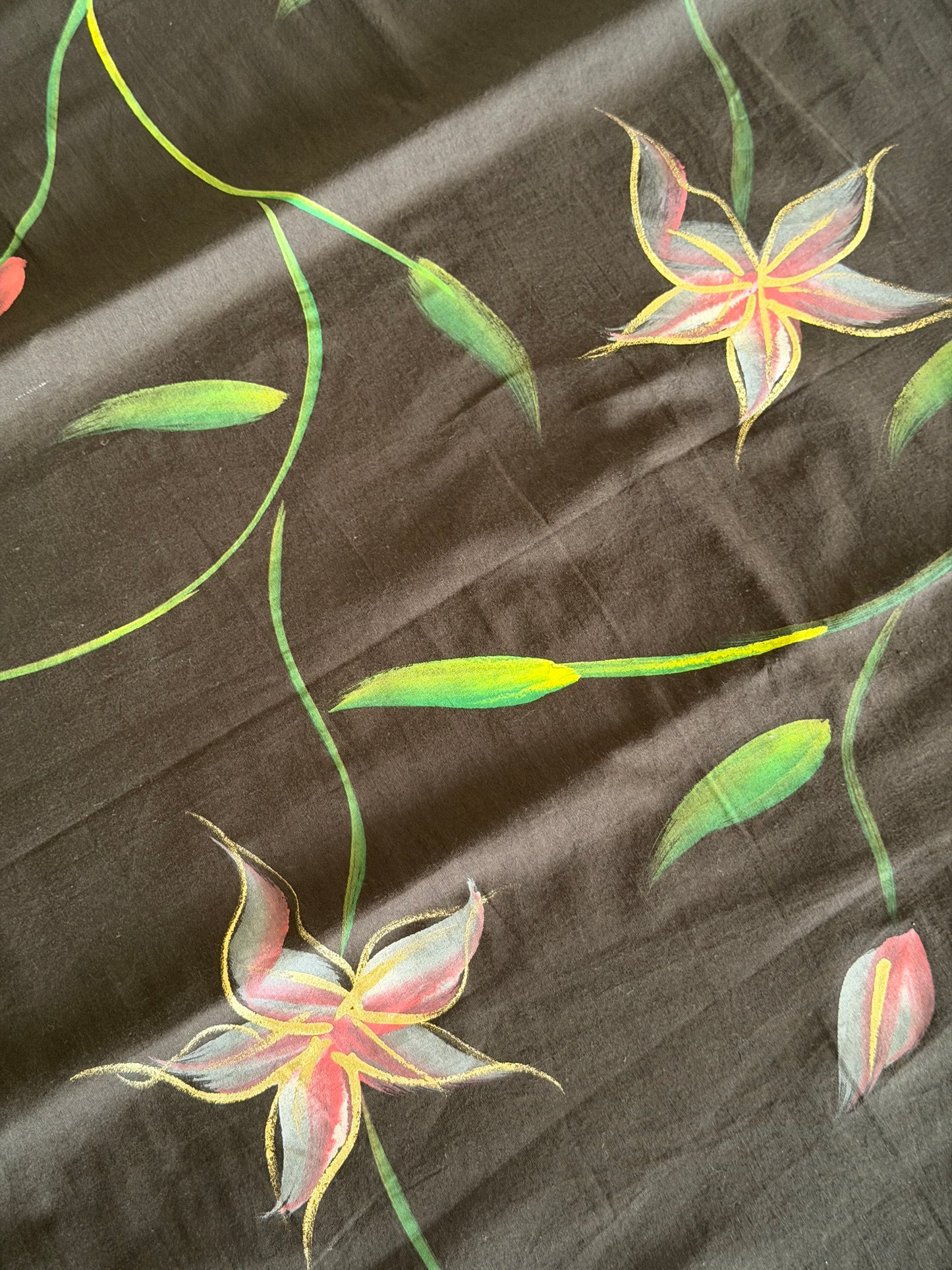 Hand Painted Cotton Suit Set with Chiffon Dupatta