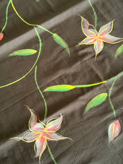 Hand Painted Cotton Suit Set with Chiffon Dupatta
