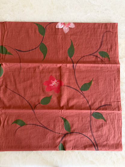Hand Painted Cotton Suit Set with Chiffon Dupatta
