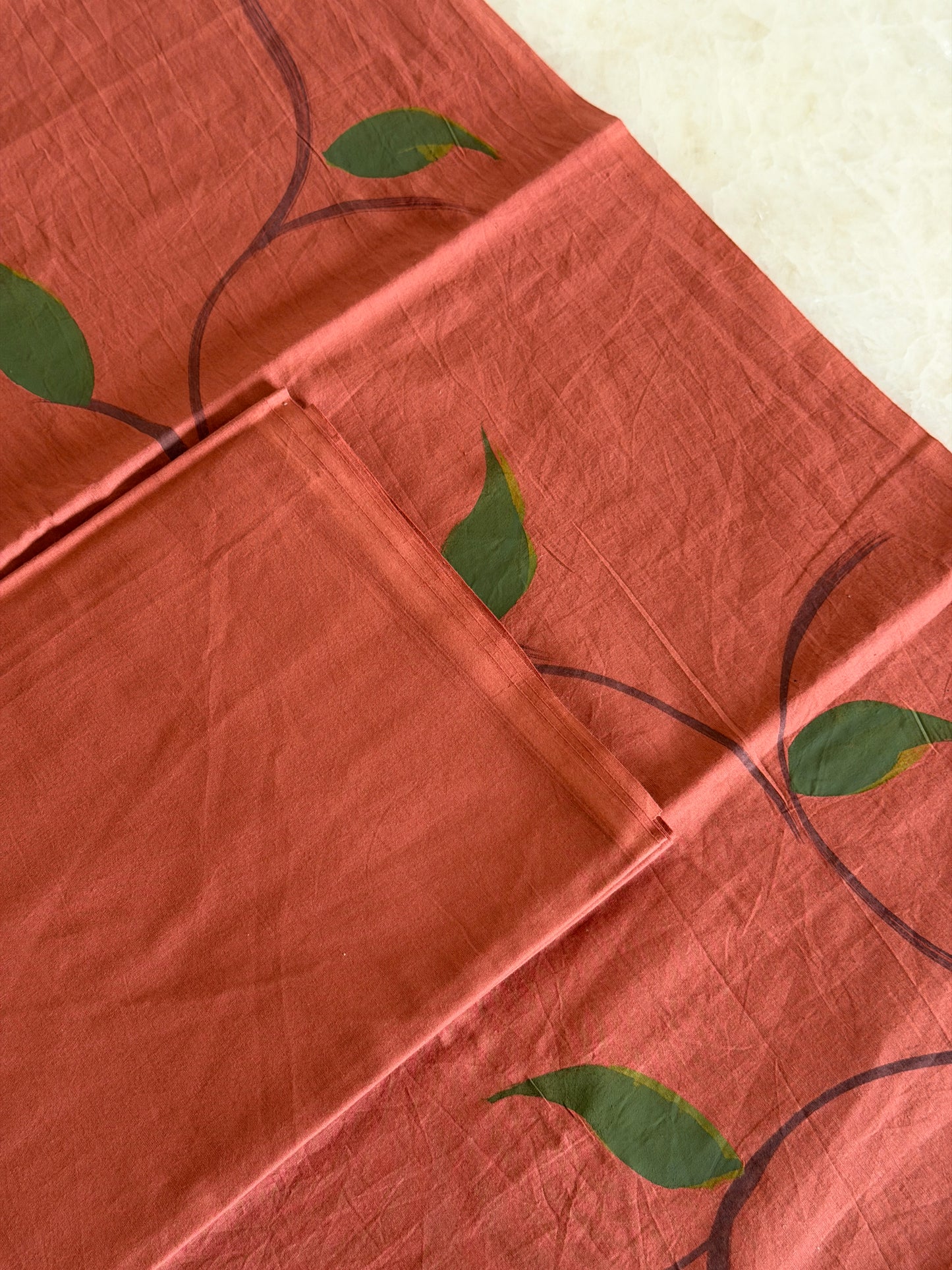 Hand Painted Cotton Suit Set with Chiffon Dupatta