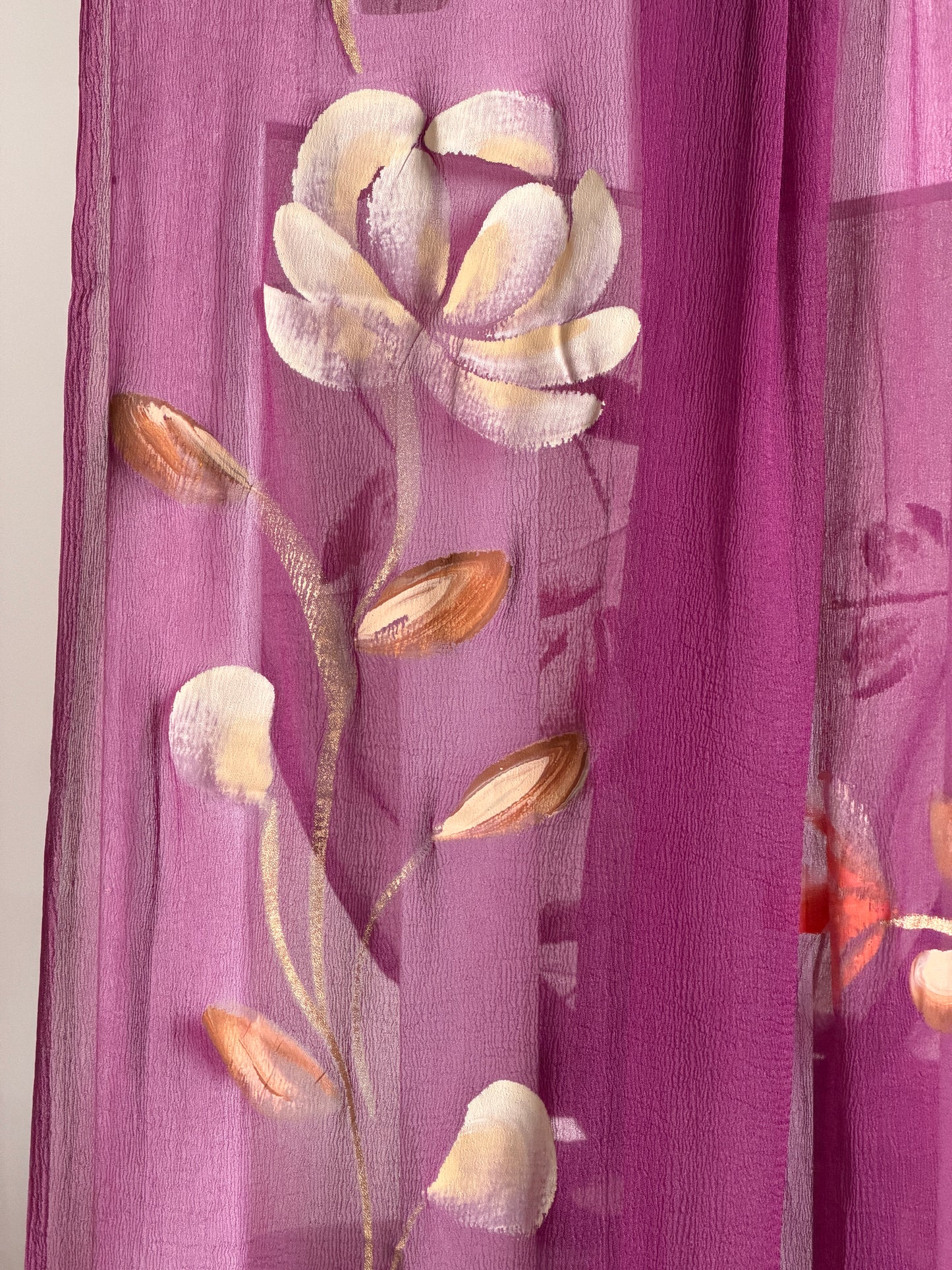 Hand Painted Cotton Suit Set with Chiffon Dupatta