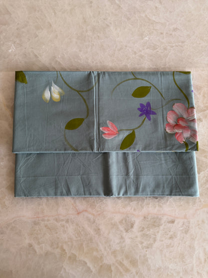 Hand Painted Cotton Suit Set with Chiffon Dupatta