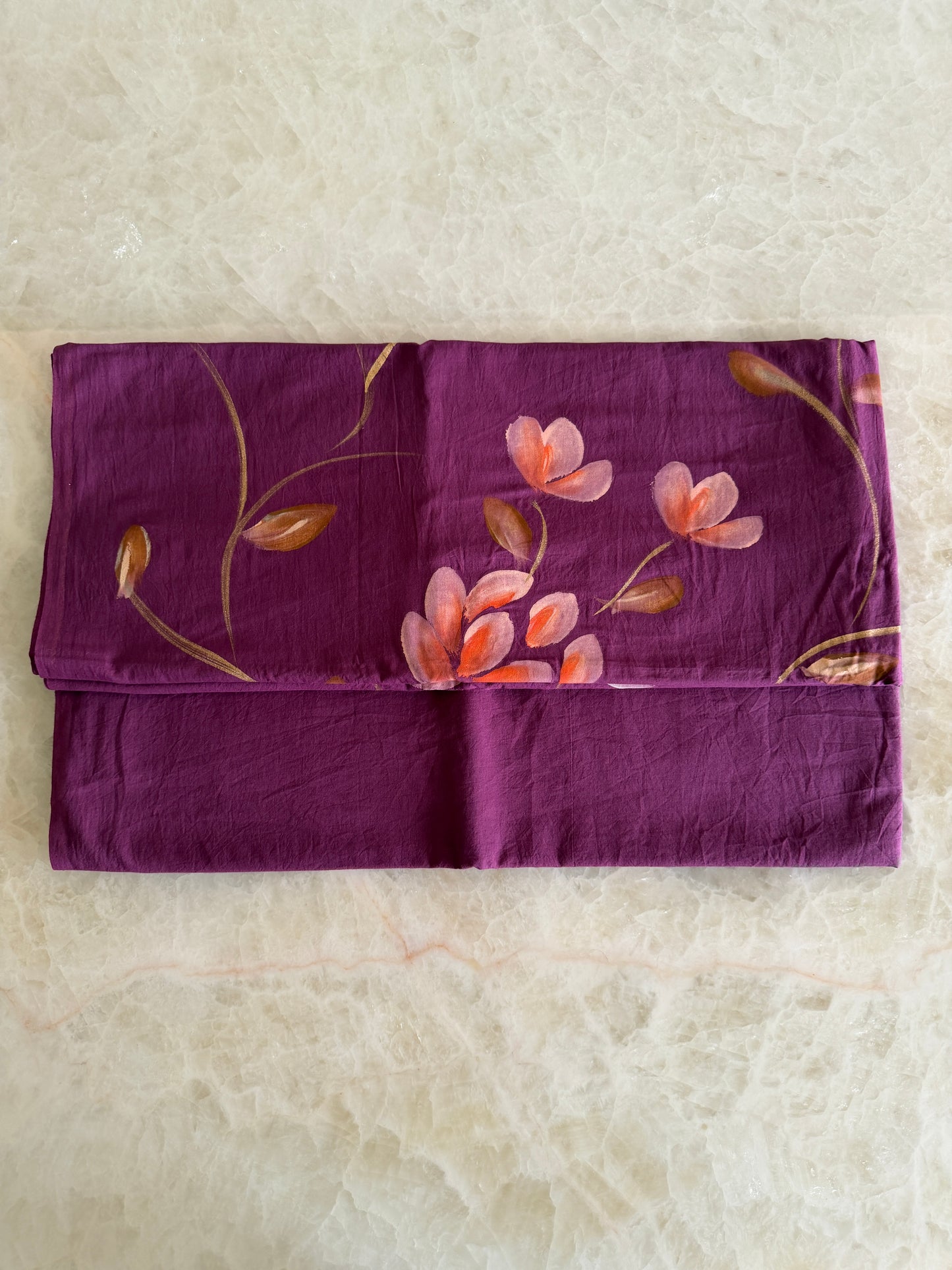 Hand Painted Cotton Suit Set with Chiffon Dupatta