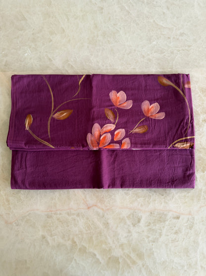 Hand Painted Cotton Suit Set with Chiffon Dupatta