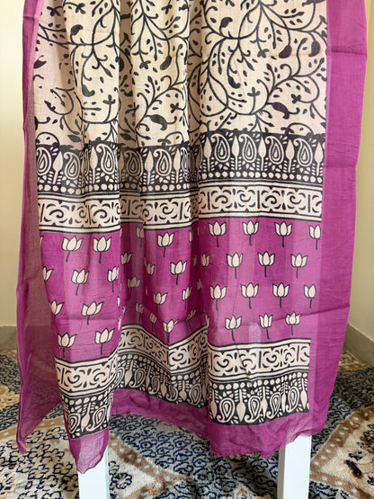 Pure Cotton Handblock Print 3 piece Unstitched Suit Set