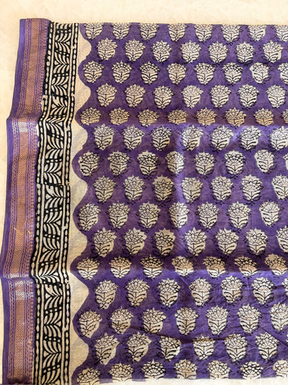 Maheshwari Silk Unstitched 3 Piece Suit Set