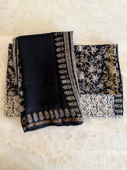 Chanderi Silk Unstitched 3 Piece Suit Set