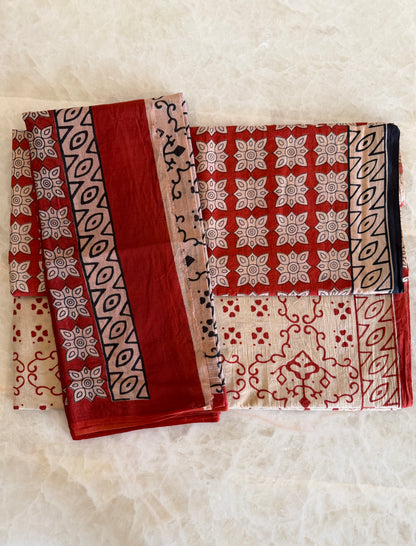 Pure Cotton Handblock Print 3 piece Unstitched Suit Set