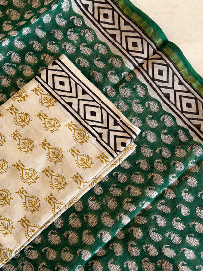 Chanderi Silk Unstitched 3 Piece Suit Set