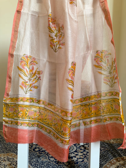 Chanderi Silk Unstitched 3 Piece Suit Set