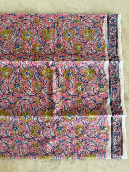 Pure Cotton Hand Block Printed Suit Set with Chiffon Dupatta