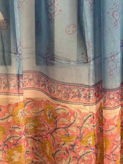 Pure Cotton Hand Block Printed Suit Set with Chiffon Dupatta