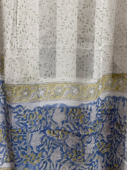 Pure Cotton Hand Block Printed Suit Set with Chiffon Dupatta
