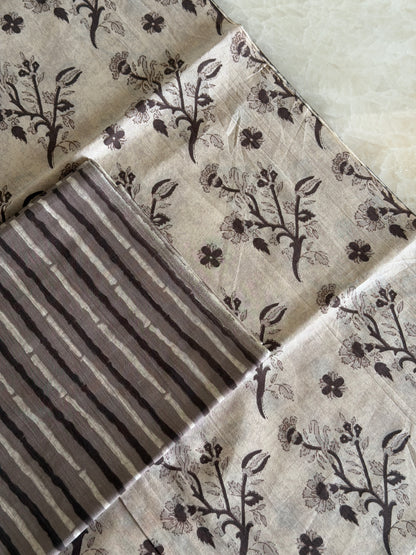 Pure Cotton Hand Block Printed Suit Set with Kota Dupatta