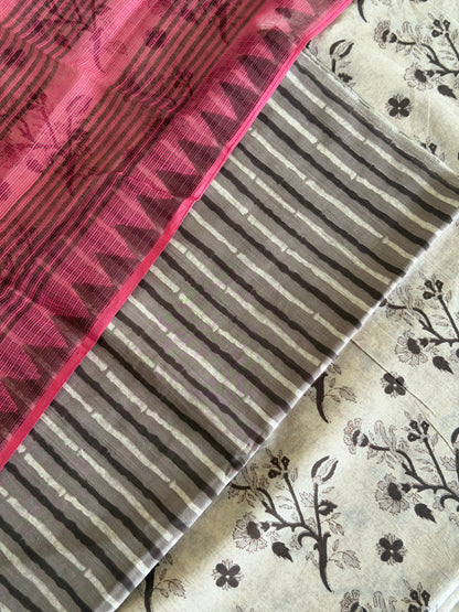 Pure Cotton Hand Block Printed Suit Set with Kota Dupatta
