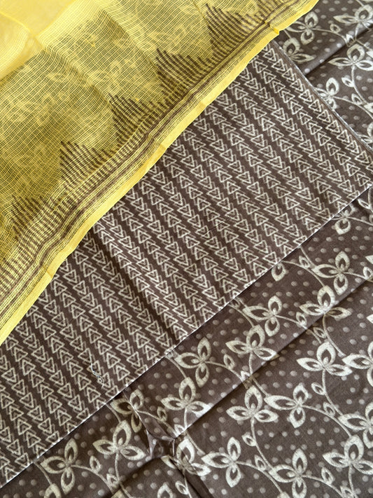 Pure Cotton Hand Block Printed Suit Set with Kota Dupatta
