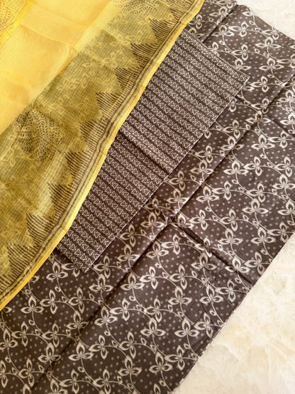 Pure Cotton Hand Block Printed Suit Set with Kota Dupatta