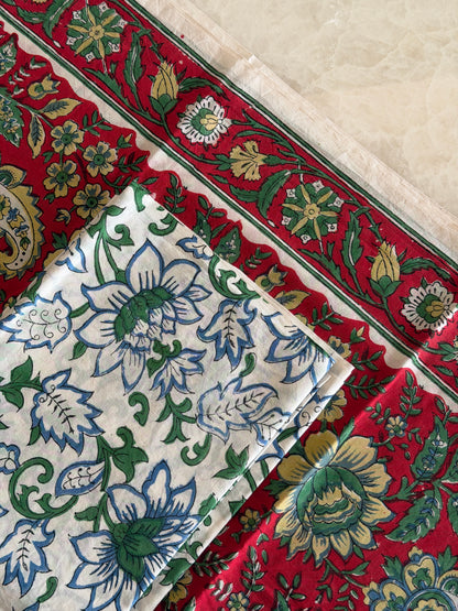 Pure Cotton Hand Block Printed Suit Set with Kota Dupatta