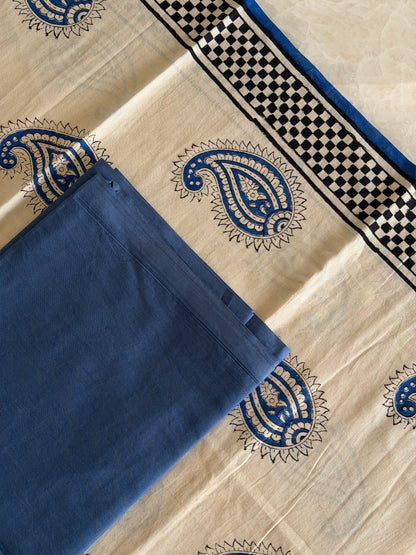 Pure Cotton Hand Block Printed Suit Set with Kota Dupatta