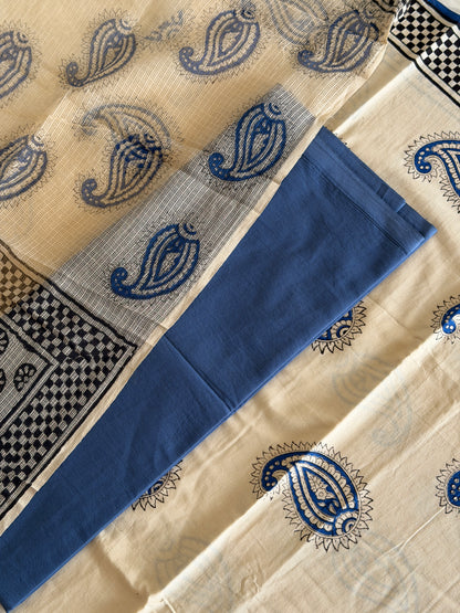 Pure Cotton Hand Block Printed Suit Set with Kota Dupatta