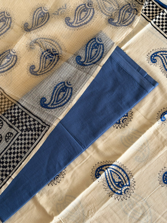 Pure Cotton Hand Block Printed Suit Set with Kota Dupatta