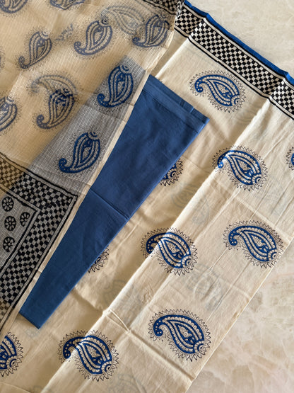 Pure Cotton Hand Block Printed Suit Set with Kota Dupatta
